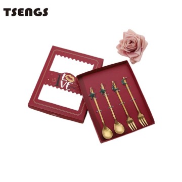 Edelstahllöffel Gabel Set mit Handmischlöffel - perfekt für Desserts, Kaffee und Geschenke