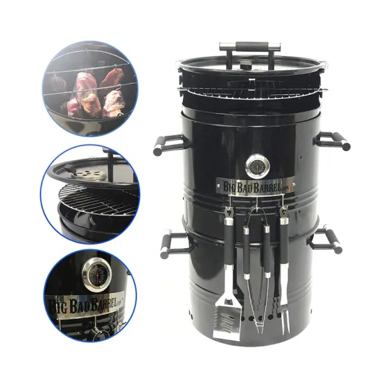 New Design Outdoor Garden Barbecue 3 In 1 Charcoal Bbq Smoker Grill