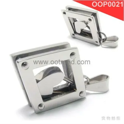 Square Shape stainless steel pendants inlay a small heart shape pendants