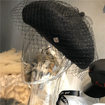 Wholesale High Quality Solid Cashmere Octagonal Beret Hat for Women