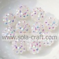 Perline rotonde con strass in resina bianca gelatina AB con foro 10 * 12 mm