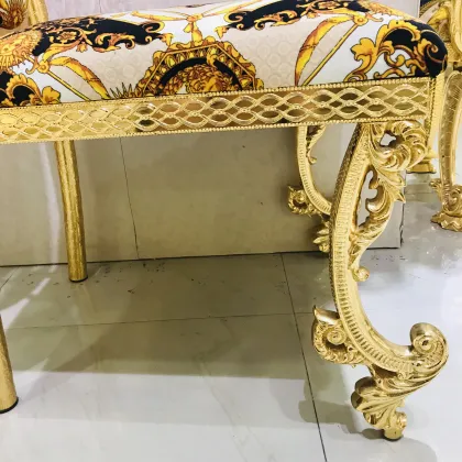 Elegant Wedding Chair - French Deluxe Palace Style Hotel Lobby Home Golden Dining Chair