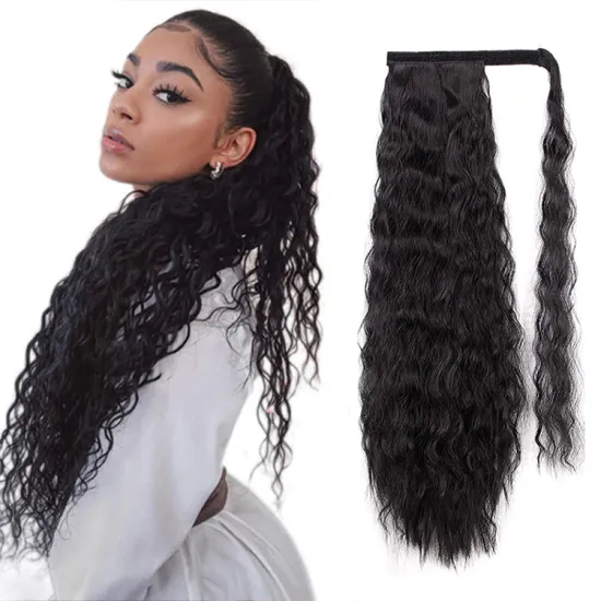 wholesale Private Label Cruly Synthetic ponytail Hair  Ribbon ponytail for Women Natural Hair wrap around ponytail