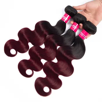 Shmily 100% Virgin Cuticle Aligned Hair Raw Human Hair Weave Cheap Ombre Color 1B/99J Body Wave Peruvian Hair Bundles