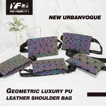 Bolsa de ombro geométrica luxuosa em couro PU luminoso