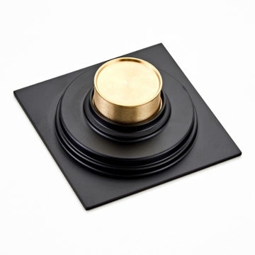 Customizable Black Brass Shower Drain with Removable Cover Grate, Hair Strainer, and Anti-odor Technology - 10CM Square Floor Drain