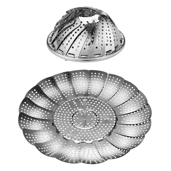 Steam Stainless Steel Folding Dish Food Steamer Basket Mesh Vegetable Cooker Steamer Expandable Kitchen Tool