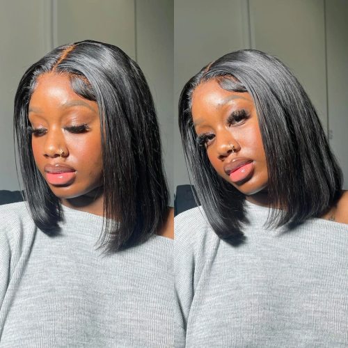 13x4 Short Bob Lace Brazilian Straight Wig 4x4 Lace Bob Lace Human Hair Wigs Remy Lace Front Wigs Pre Plucked for Black Women