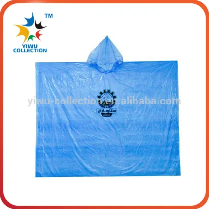 fashion design hot sale blue plastic disposable rain poncho