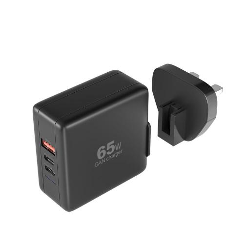 Electronics Products Gan Charger 65W 3 Port USB C Quick Charge 4.0 PD Fast Charge Travel Charger