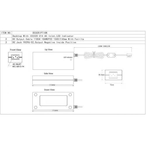 Universal Desktop AC DC -Stromadapter 18V 10a