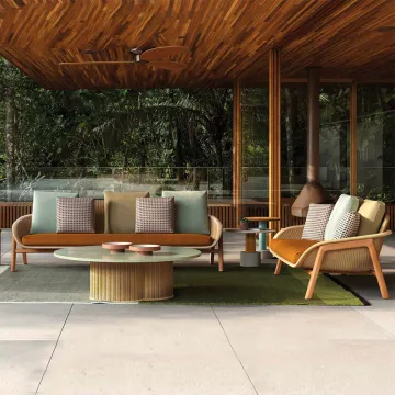 Modern European Style Leisure Garden Wooden Outdoor Sofa