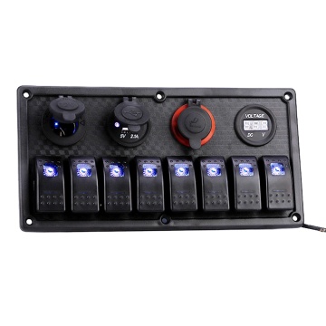 Marine Waterproof USB Charger Control Panel with Digital Display Blue LED Light