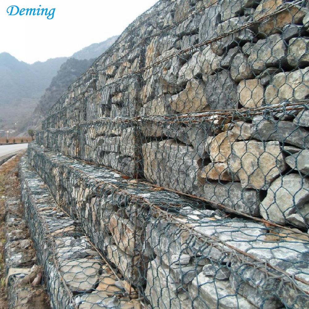 Hot Dipped Galvanized Woven Gabions Wire Mesh Box