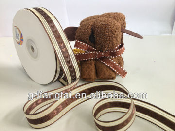 2cm brown satin ribbon embroidery for packing