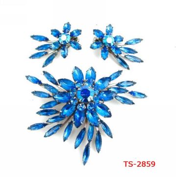 Ts-2859 2014 Fashion Jewelry Sets Floral Sunburst Rhinestone Brooch Earring Jewelry Set Rhinestone Bridal Jewelry Sets