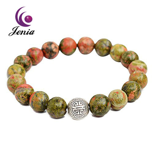 Jenia Handmade Natural Agate Beads Cuff Bangle Braided Wrap Bracelet Wholesale