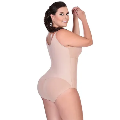 Plus Size Postpartum Body Shaper with Tummy Control and Zipper Closure