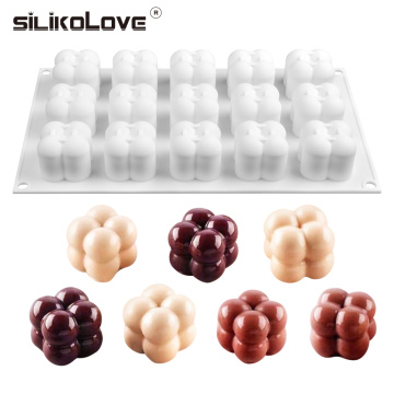 SILIKOLOVE New 3D Chocolate Mold Silicone Moulds Chocolate Truffle Mold 15 Holes Stacking Ball Molds Jelly Pudding Baking Mold