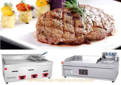 2 Burners Desktop Gas Griddles 2/3 Flat 1/3 Grooved Gas Grill Countertop Griddle