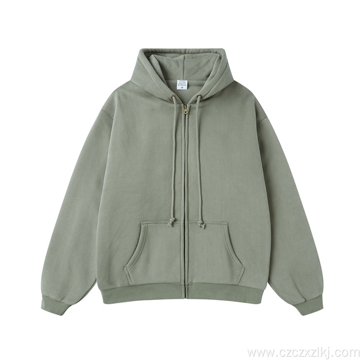 Heavy Thick Solid Color American Zipper Hoodie