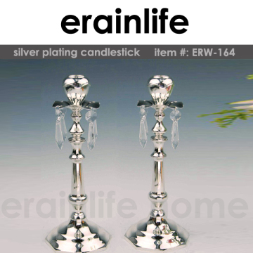 China Factory Wholesale Silver Plating Polyresin Candle Holder Stick,Wedding Table Centerpieces