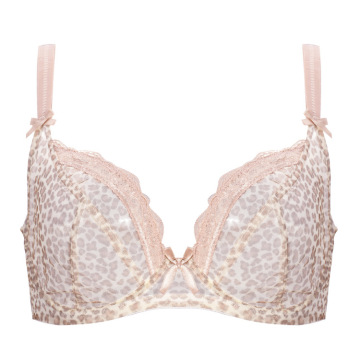 Reggiseno con ferretto in rete stampa leopardata taglie forti