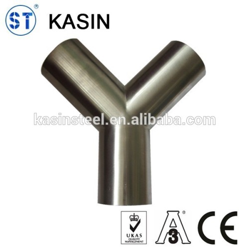 Sanitary Y typed welded/clamped tee