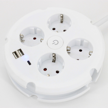 GS Approved USB Cord Desktop 4-Way Outlet Cover Power Strip