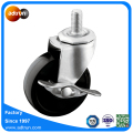 3inch pusing PVC roda Threaded batang caster