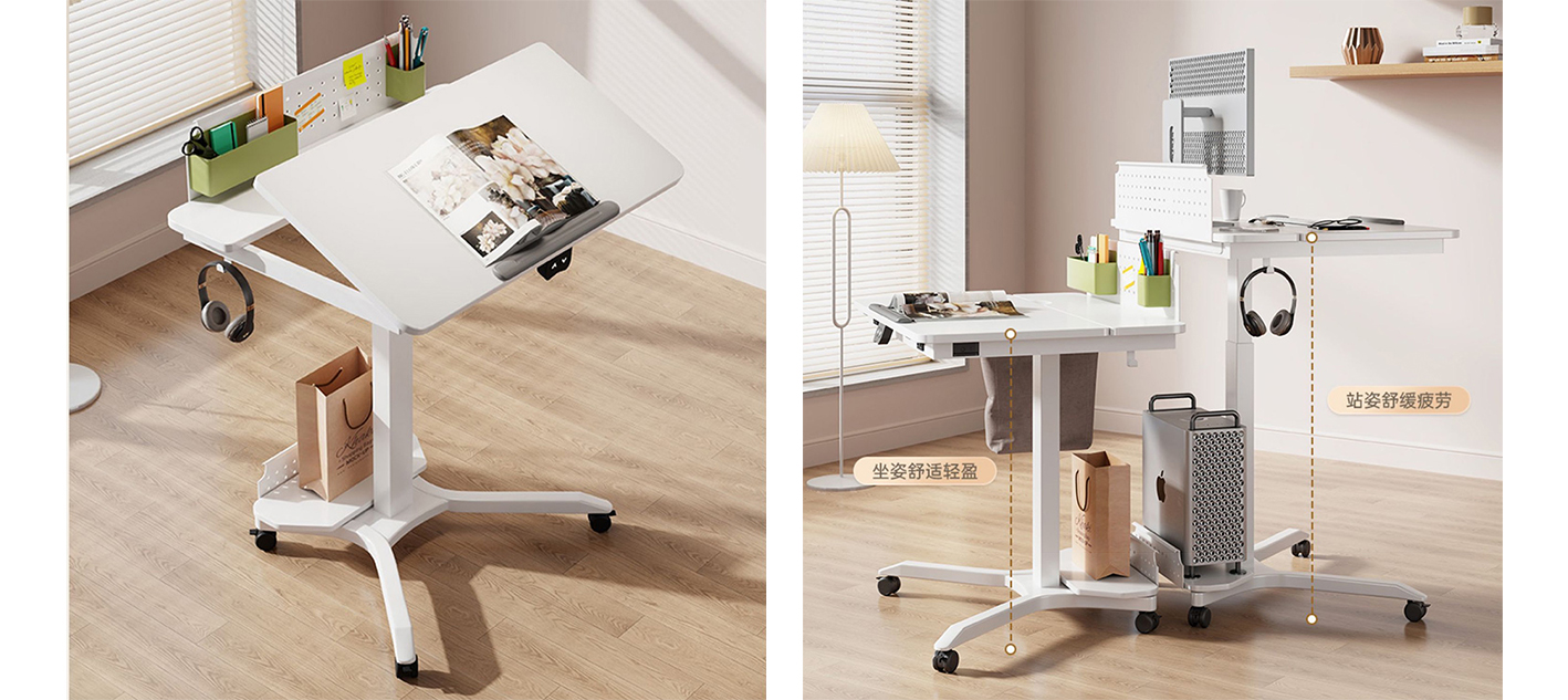 Carrello per laptop regolabile in altezza elettrica (con batteria ricaricabile) Electric Height Adjustable Laptop Cart (with Rechargeable Battery)