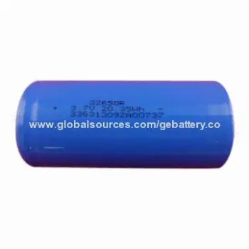 GEB32650 3.7V 3,000mAh Cylindrical Lithium Battery, Sized 32*65mm, 2C Rate Discharge