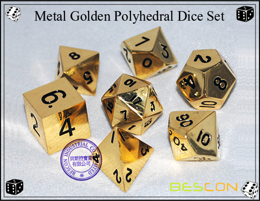 Metal Golden Polyhedral Dice Set