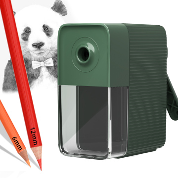 Green Manual Pencil Sharpener for Children and Adults, Suitable for No.2 Pencils (6-12mm), Color Pencils, Ideal for School, Classroom, Office, and Home Use