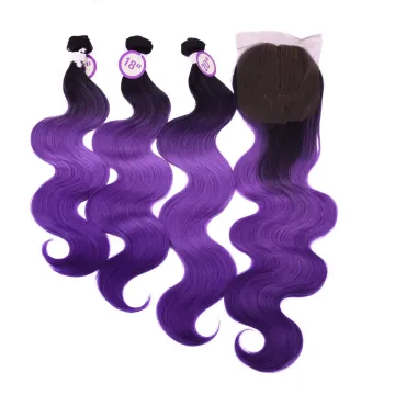Natural Looking Heat Resistant Fibre Full Head Synthetic Hair Extension With Closure