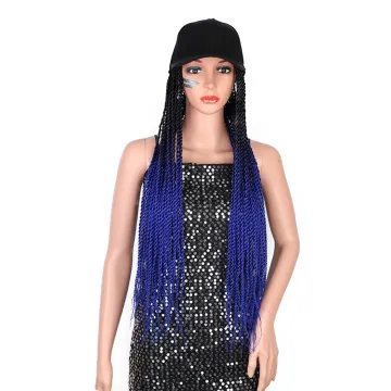 Aisi Beauty High Quality Cheap Price Long Ombre Blue Dark Root Easy Wearing Baseball Hat With Crochet Twist Braiding Hair