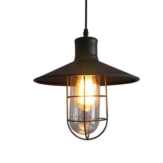 Vintage Black Iron Pendant Lights: Modern Brass Plated Edison Bulb Indoor Lighting