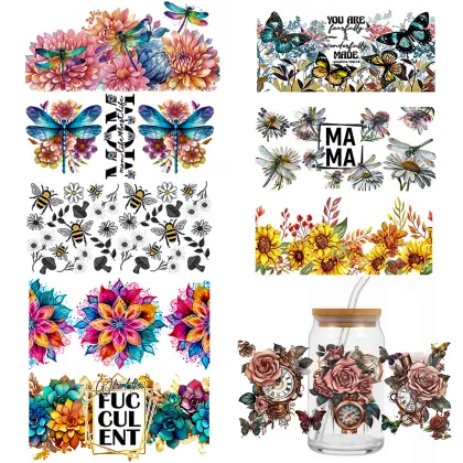 Wholesale Fashion 16oz Libbey Glass Waterproof 3D Transfer Stickers for Fall Cups