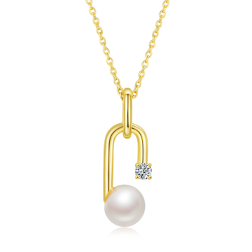 Light Luxury 925 สร้อยคอสีเงิน G กับไข่มุกน้ำจืด 8 มม. สำหรับผู้หญิงและสาว ๆ