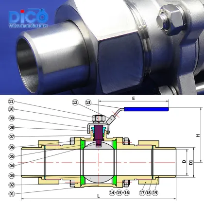 Dico Brand Union Butt Weld 3PC Ball Valve