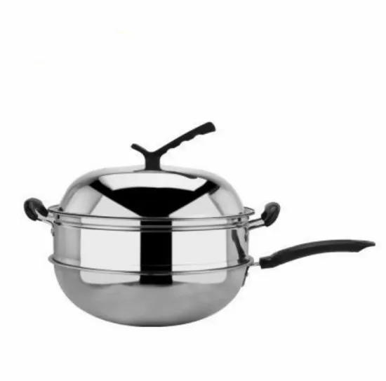 High Quality Stainless Steel Wok With Steamer