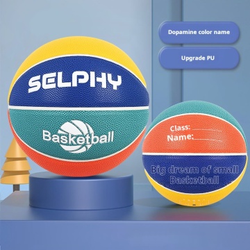 Customizable Children's Indoor/Outdoor Basketball - Blue PU Leather with Special Engraved Design
