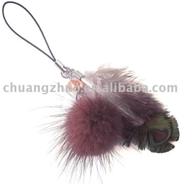 Fashion Colorful Rooster Feather Phone Chain