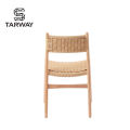 Wholesale Cheap Classic Hotel Banquet Restaurant Cafe Solid Wood Frame Woven Paper Cord Seat Rattan Dining Chair