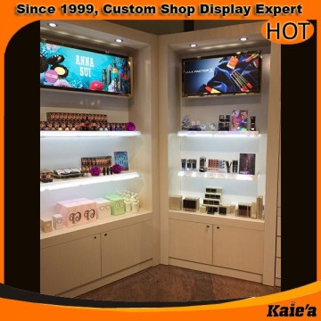 lighted wooden perfume display cabinet