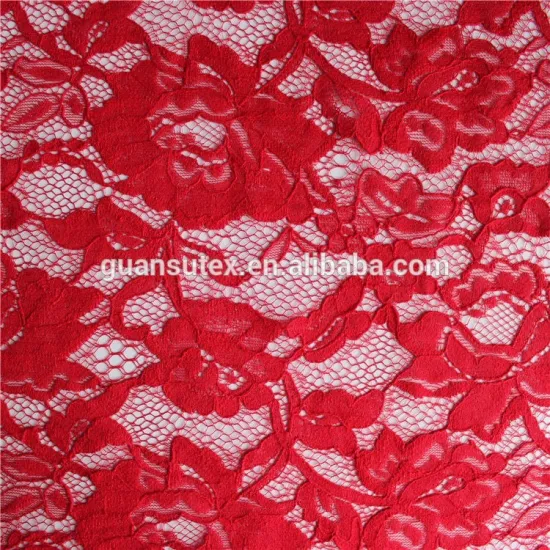 top fashion red lace fabric/ swiss chemical lace for girls dress