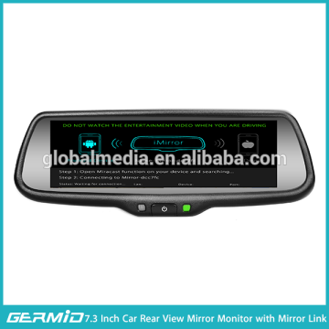 7.3 inch wide screen mirror link rear view mirror monitor with GPS & navigation synchronization