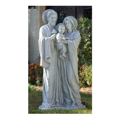 GMS020 White Granite Holy Family Marble Statue Religious Outdoor