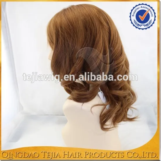 Wholesale best quality golden brown short jewish kosher silk top virgin hair full lace wig