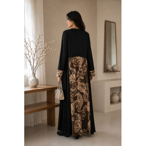 پانل ژاکارد گلدار مشکی عبای بسته